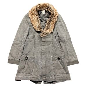 Y2K Roxy Grey Denim Faux Fur Jacket – Penny Lane Vibes